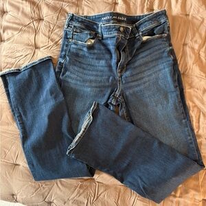 American Eagle Outfitters Women's Dark Blue Skinny Kick Flare Jeans